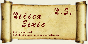 Milica Simić vizit kartica